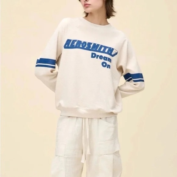 Daydreamer AEROSMITH IVORY DREAM ON REVERSE RAGLAN SWEATSHIRT - Picture 2 of 9